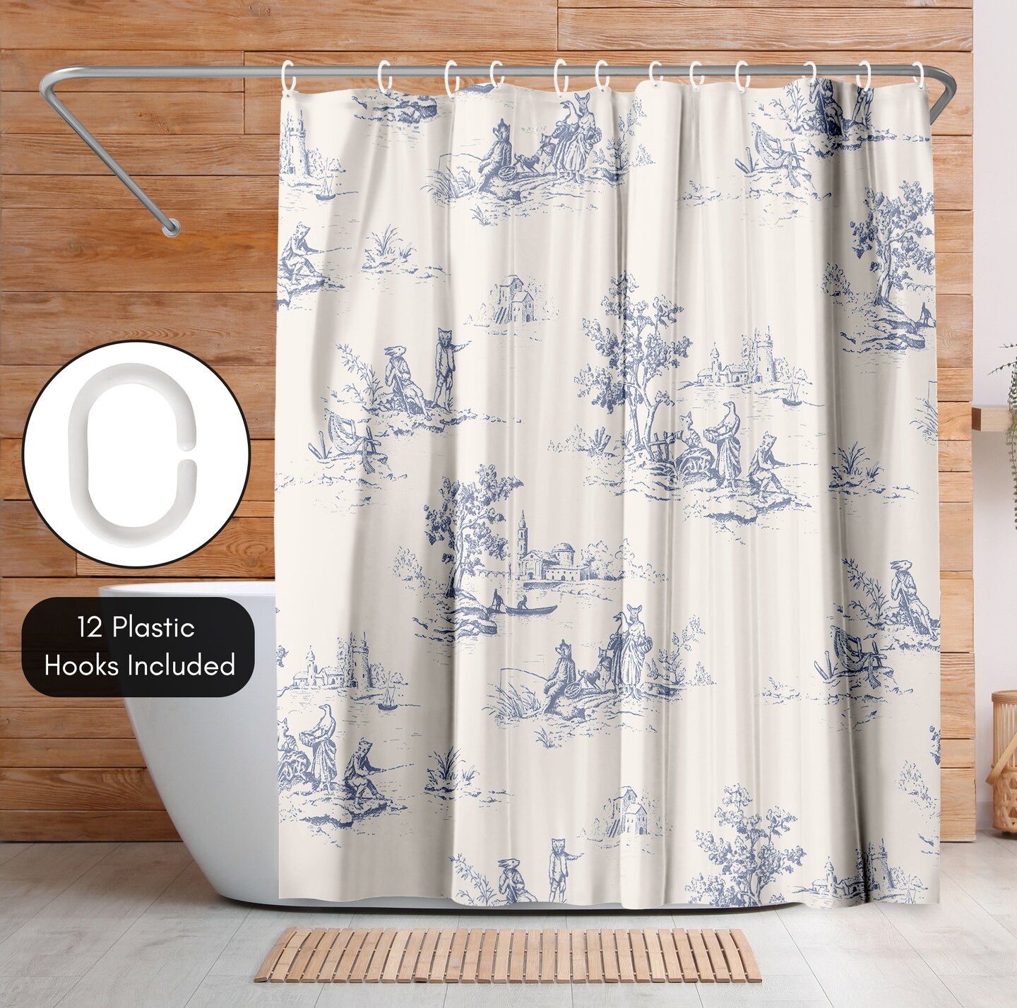Americanflat 71x74 Animal Jouy Shower Curtain - 100% Polyester Shower Curtain