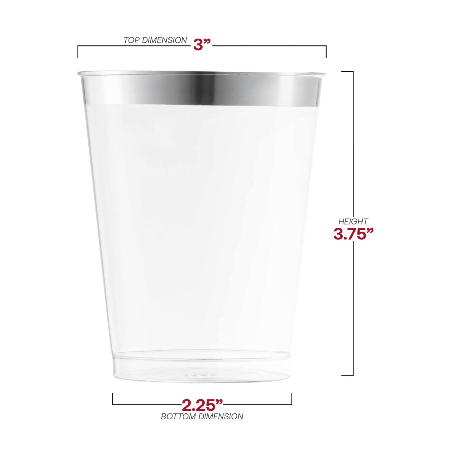 Clear with Metallic Silver Rim Round Tumblers - 10 oz. (336 Cups)