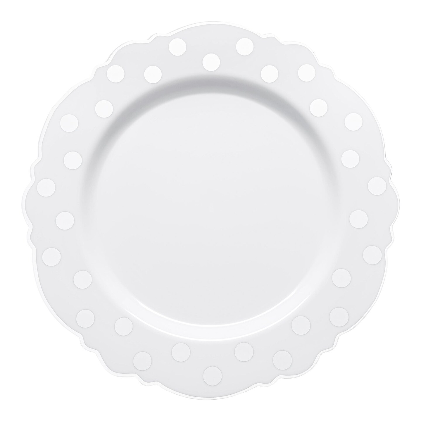 White with Silver Dots Round Blossom Disposable Plastic Salad Plates - 7.5" (120 Plates)