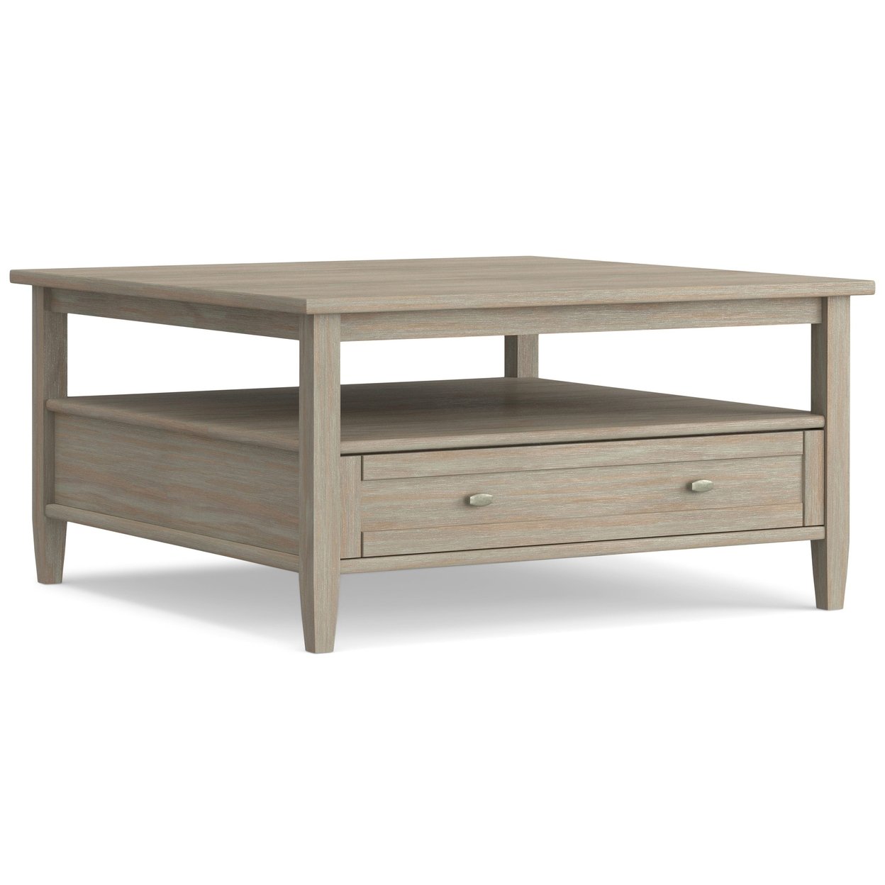 Simpli Home Warm Shaker Solid Wood 36"Square Transitional Coffee Table Entryway