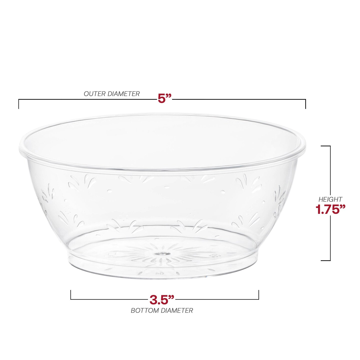 Clear Floral Round Disposable Plastic Soup Bowls - 10 oz. (240 Bowls)