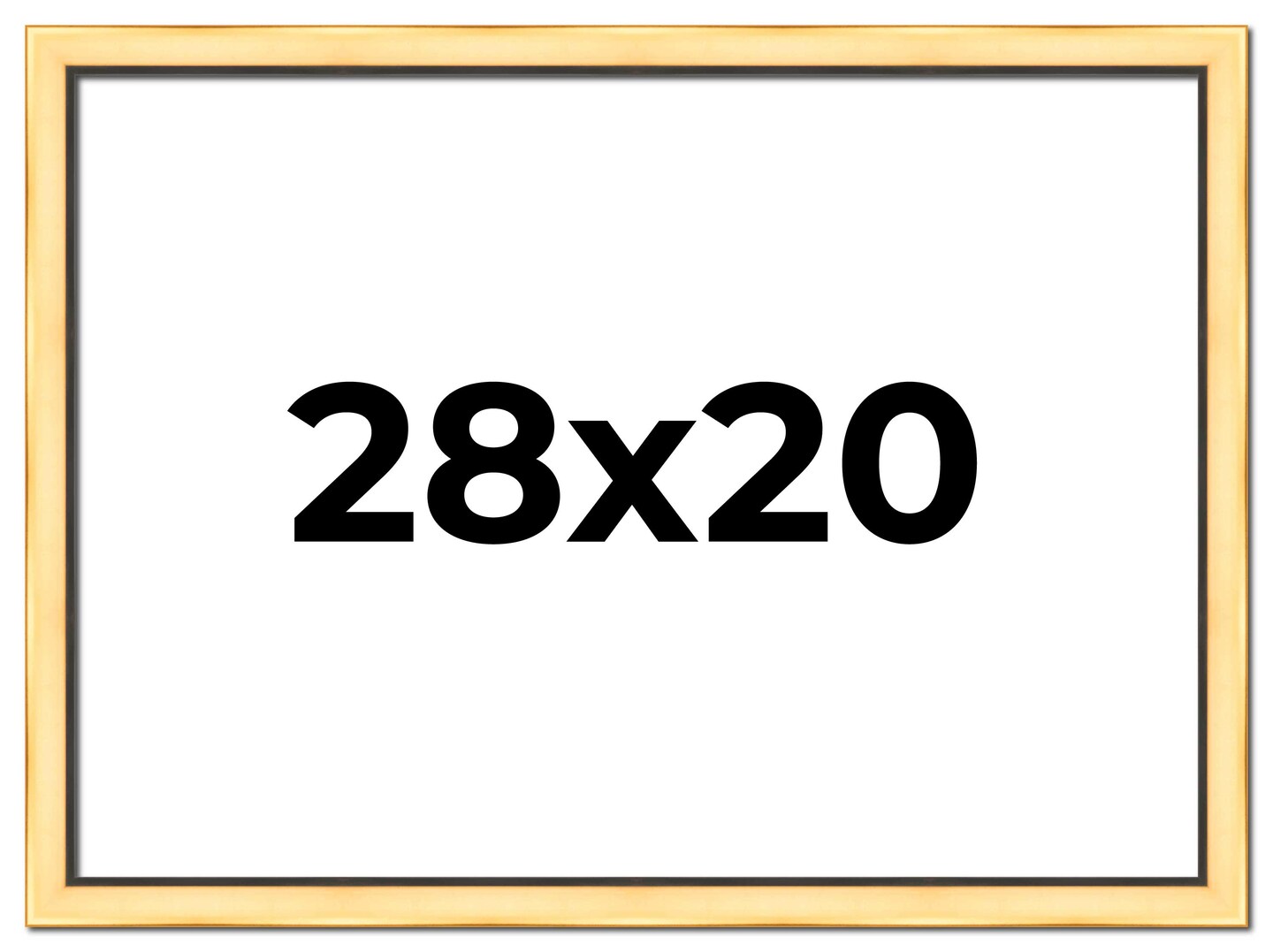 28x20 Simple Gold Picture Frame - UV Acrylic, Foam Board Backing, Hanging Hardware