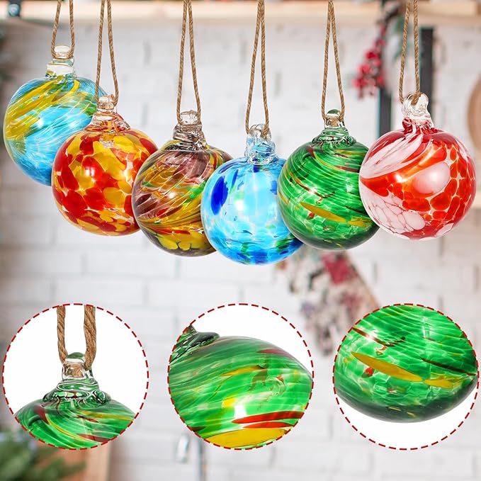 Hanging Garden Gazing Ball, Witches Balls Glass Hanging Friendship Balls, Gazing Glass Xms Ornaments for Home Outdoor Window Patio Garden