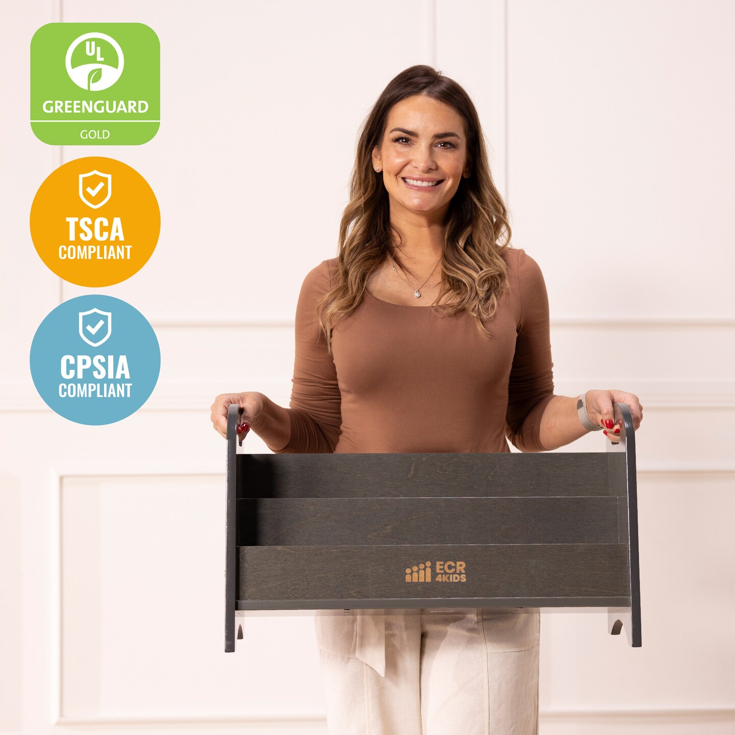 2-Shelf Tabletop Book Display with Handles, Beginner Bookshelf