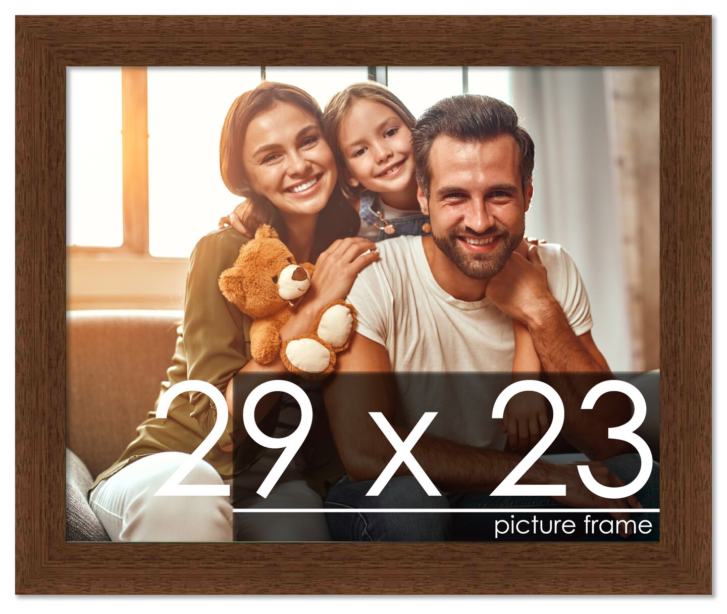 Photo Size Simple Brown Picture Frame - UV Acrylic, Foam Board Backing, Hanging Hardware