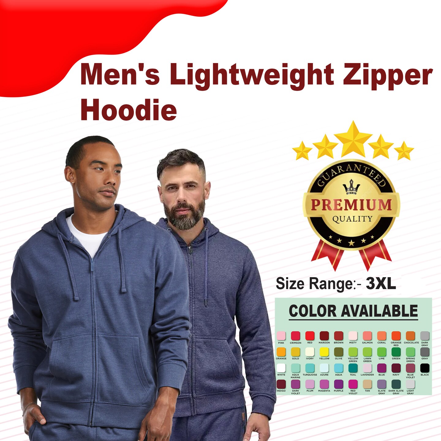 Men&#x27;s Lightweight Zipper Hoodie