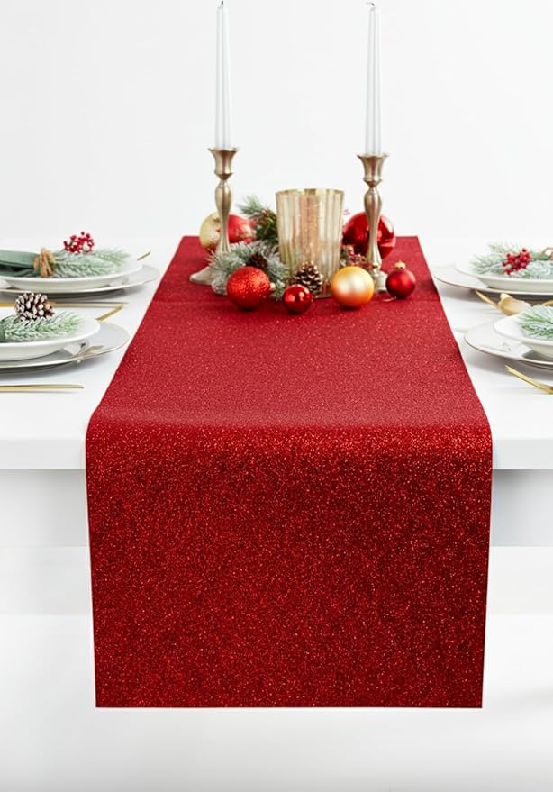 Sparkling Glitter Felt Table Runner | Sparkle Christmas Table Runner | Various Colors