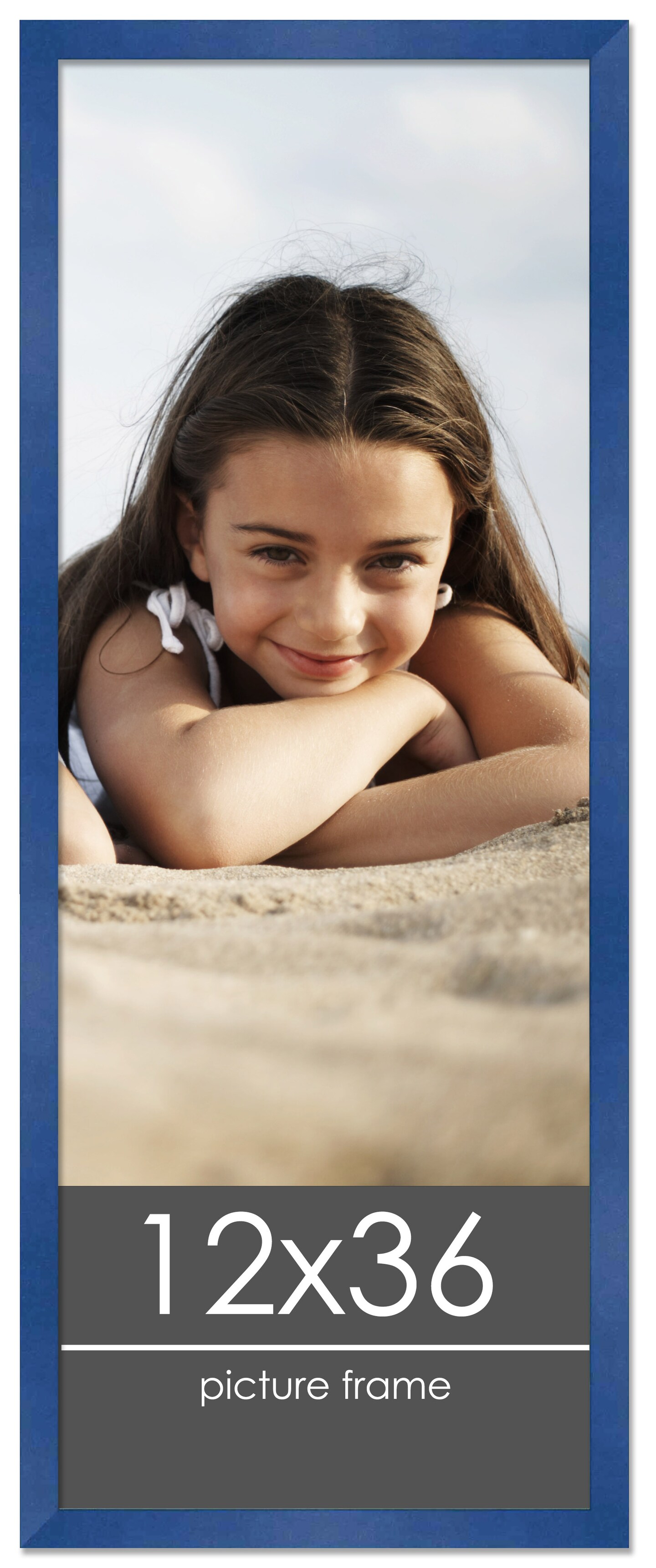 12x36 Classic Modern Blue Picture Frame - UV Acrylic, Foam Board Backing, Hanging Hardware