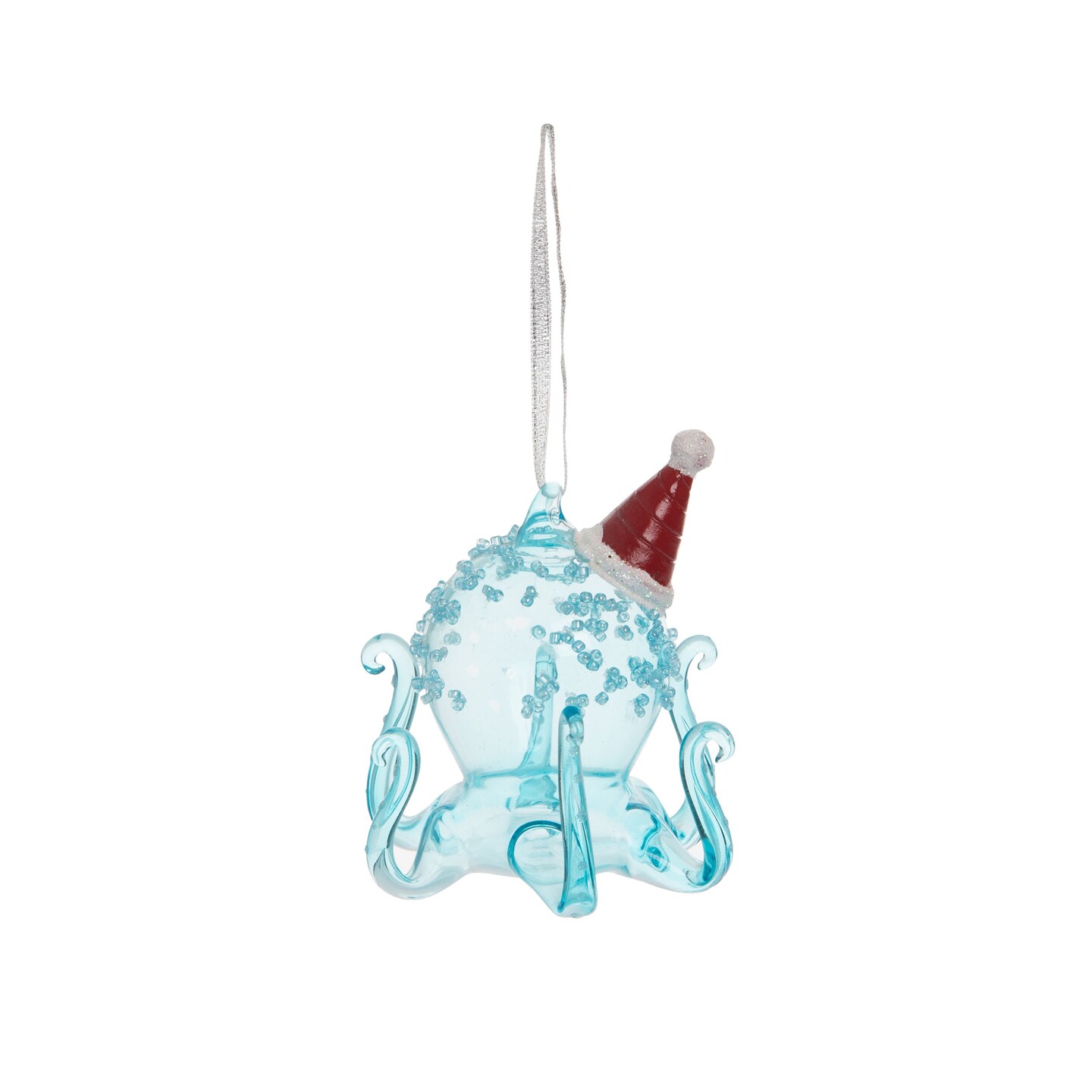 Holiday Oggy Octopus Glass Hanging Christmas Tree Ornament