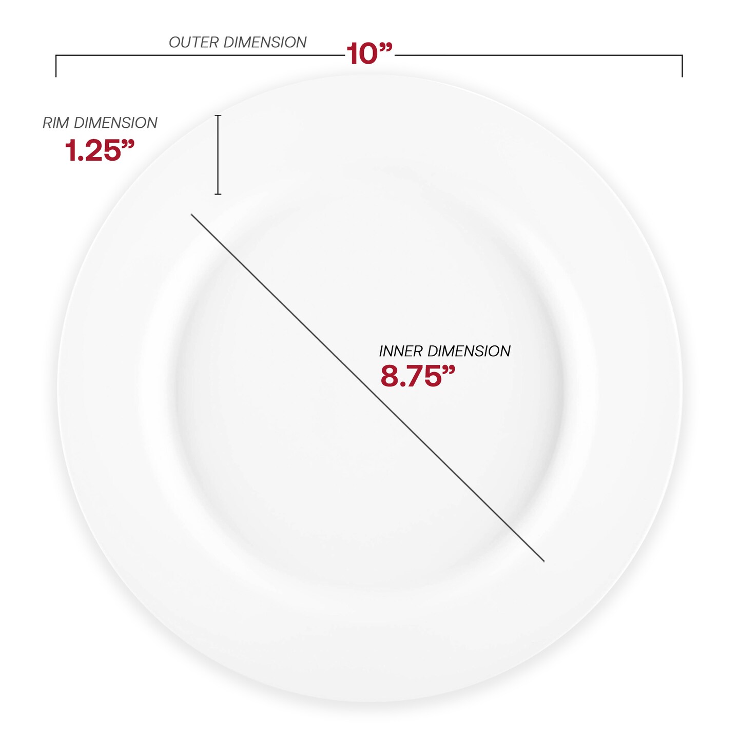 Matte Milk White Round Disposable Plastic Dinner Plates - 10&#x22; (120 Plates)