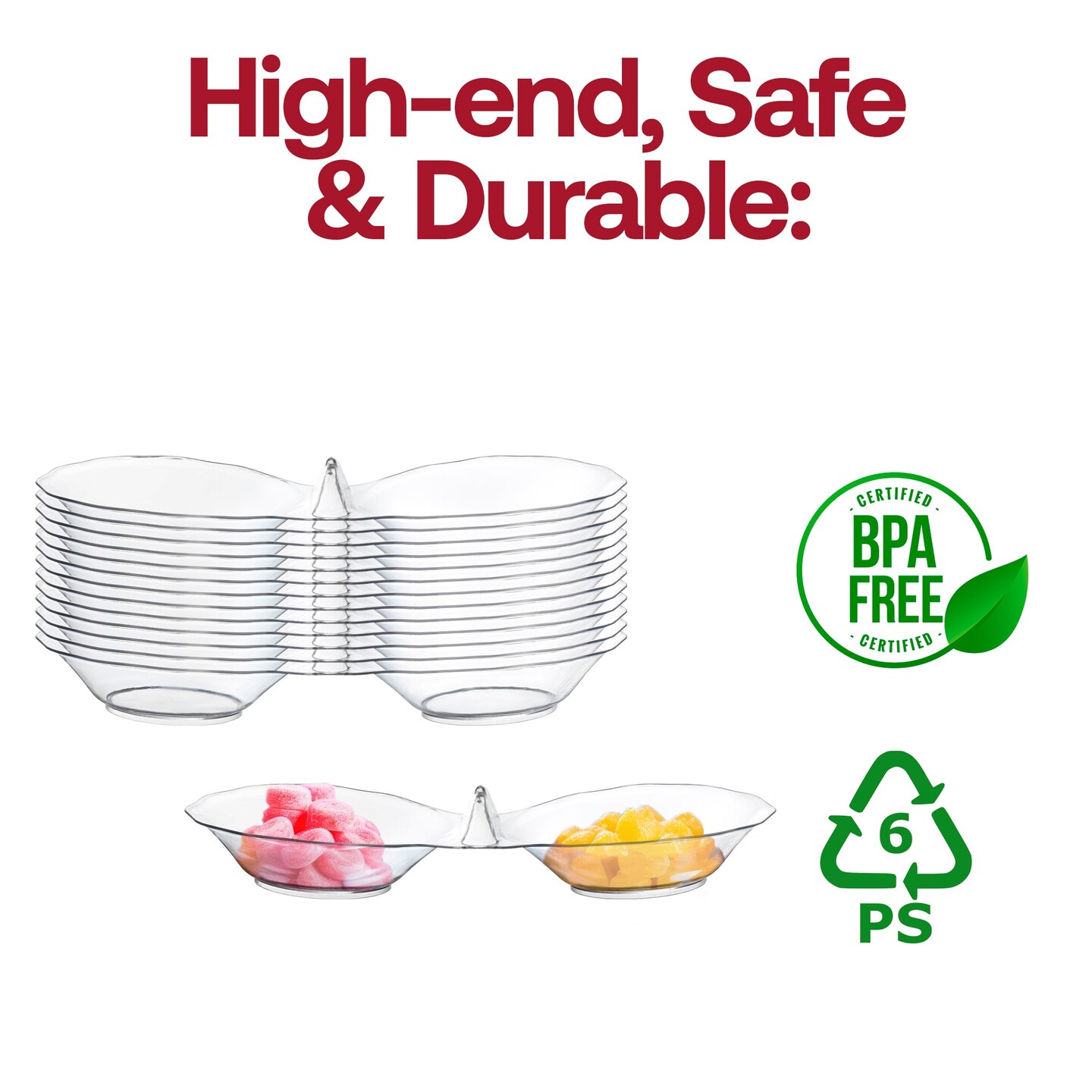Clear Round 2-Hole Mini Plastic Candy Bowls (288 Bowls)