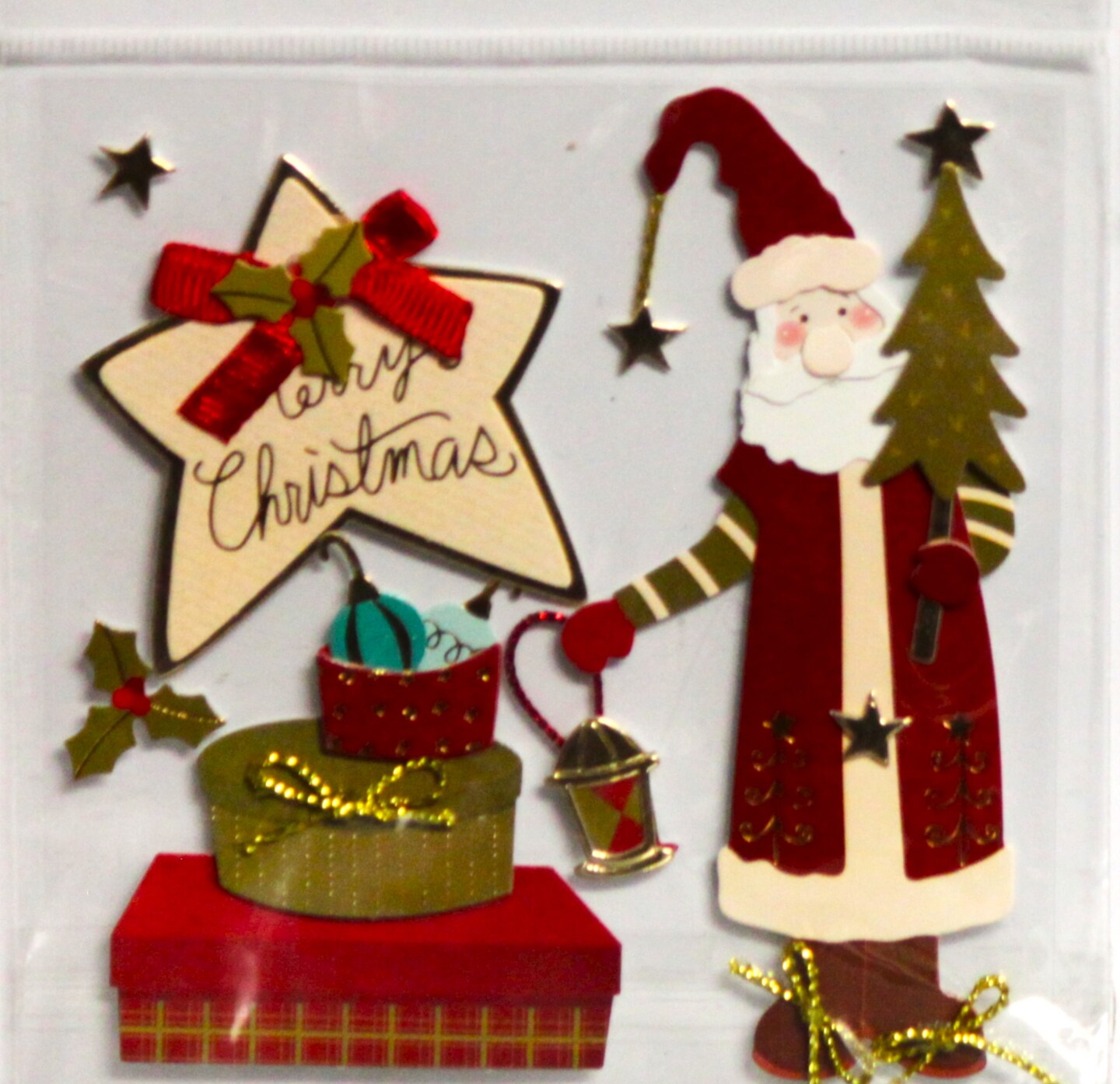 Recollections Santa&#x27;s Christmas Decorations With Gold Foil Dimensional Stickers