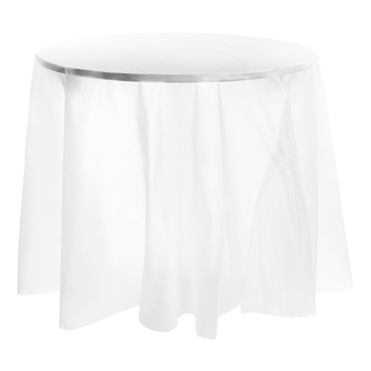 White Round Disposable Plastic Tablecloths - 84" (96 Tablecloths)