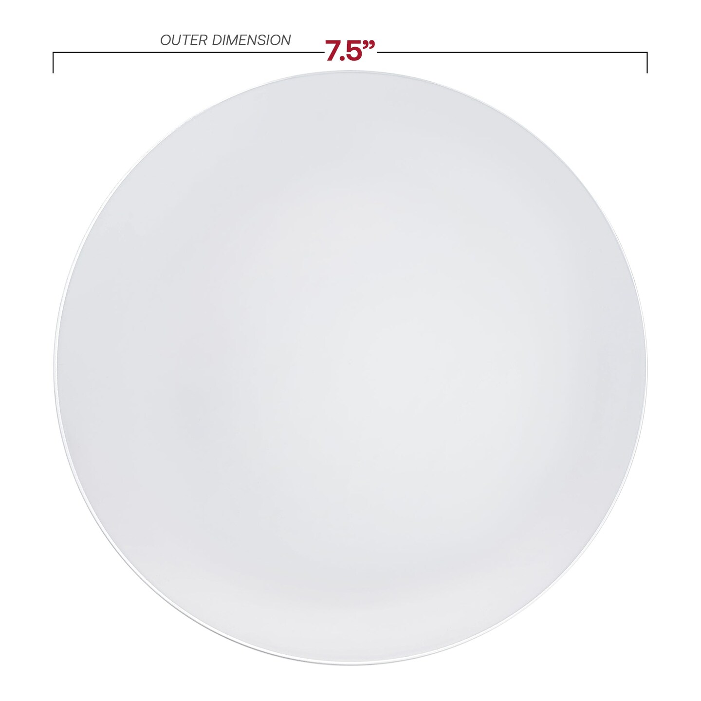 White with Silver Rim Organic Round Disposable Plastic Appetizer/Salad Plates - 7.5" (120 Plates)