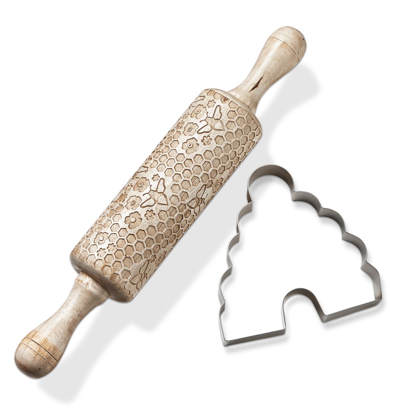 Honeybee Embossed Pin &#x26; Hive Cut Set of 2