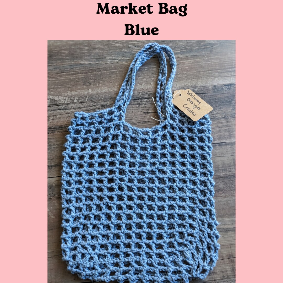 Crochet Foldable Market Bags and Purses, color style: Blue Market Bag