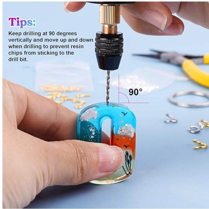 LET&#x27;S RESIN Cordless Resin Drill,3-speed Adjustment &#x26;Rechargeable Jewelry Drill with Deburring Tool&#x26;19Pcs Accessories,Multi-Purpose Hand Drill Resin Tool for Resin Molds, Keychain Molds