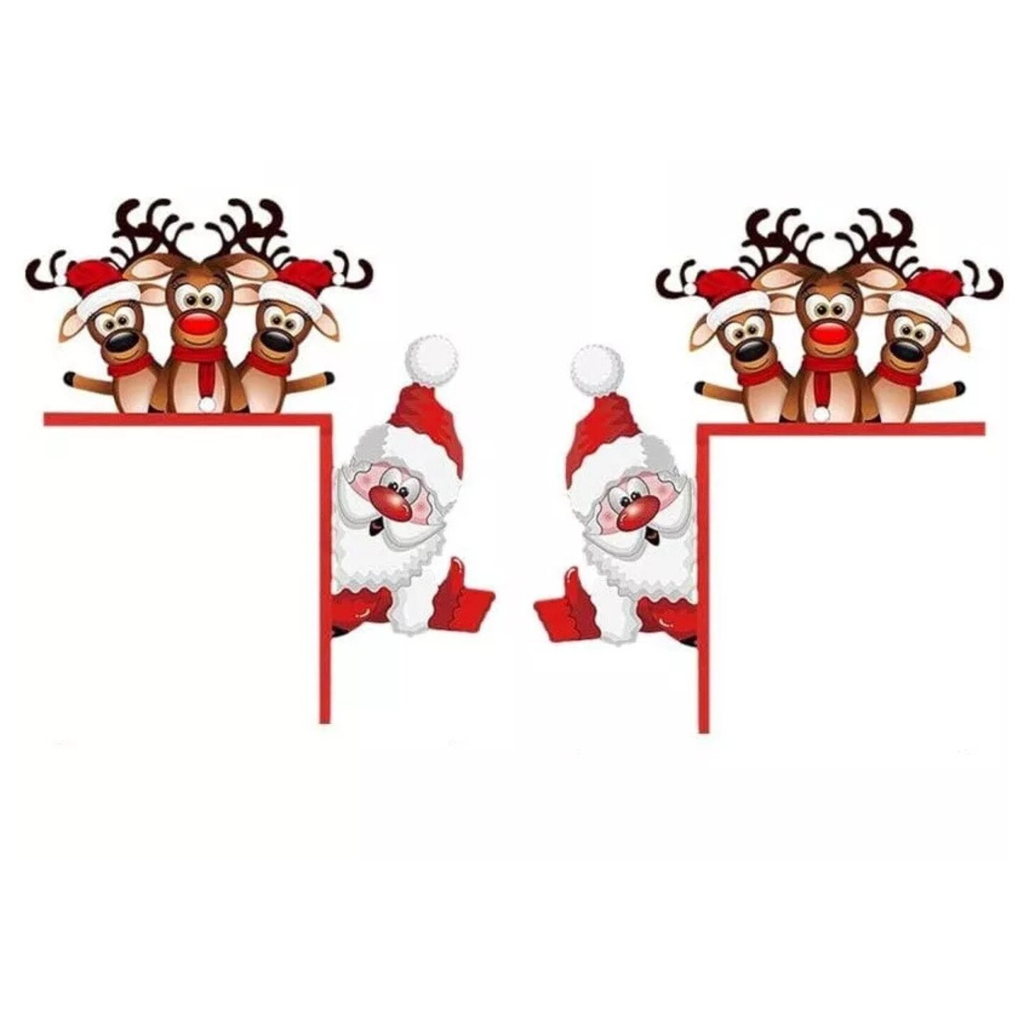 Kitcheniva Santa &#x26; Reindeer Corner Sign Christmas Decor