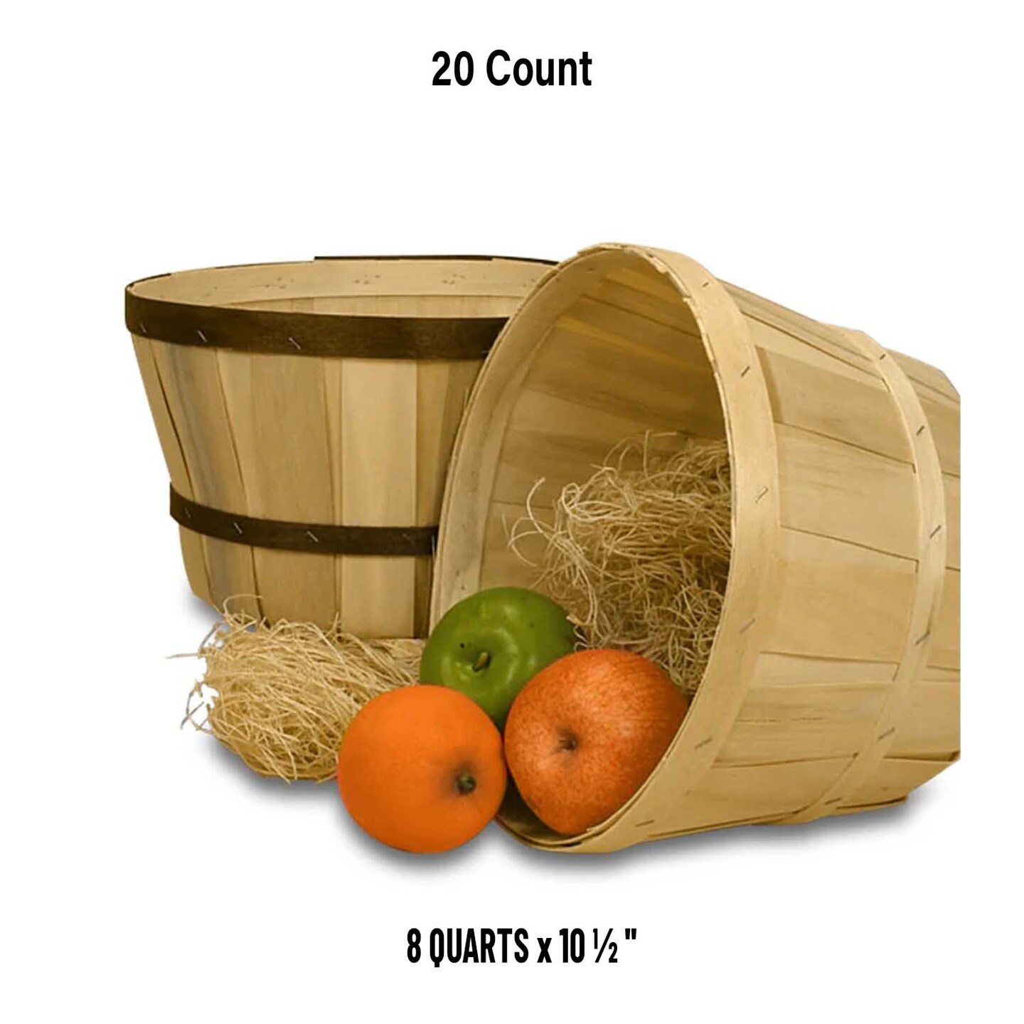 Wood Slat Peck Farm Basket 8 Quarts 10.5&#x22; Diameter