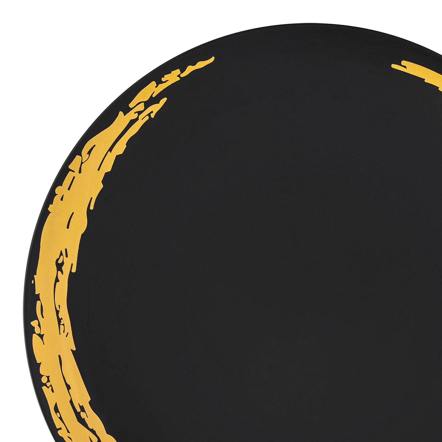 Black with Gold Moonlight Round Disposable Plastic Appetizer/Salad Plates - 7.5" (120 Plates)