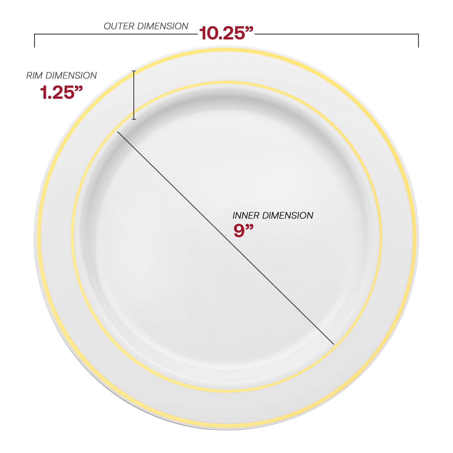 White with Gold Edge Rim Plastic Dinnerware Value Set (120 Guests)
