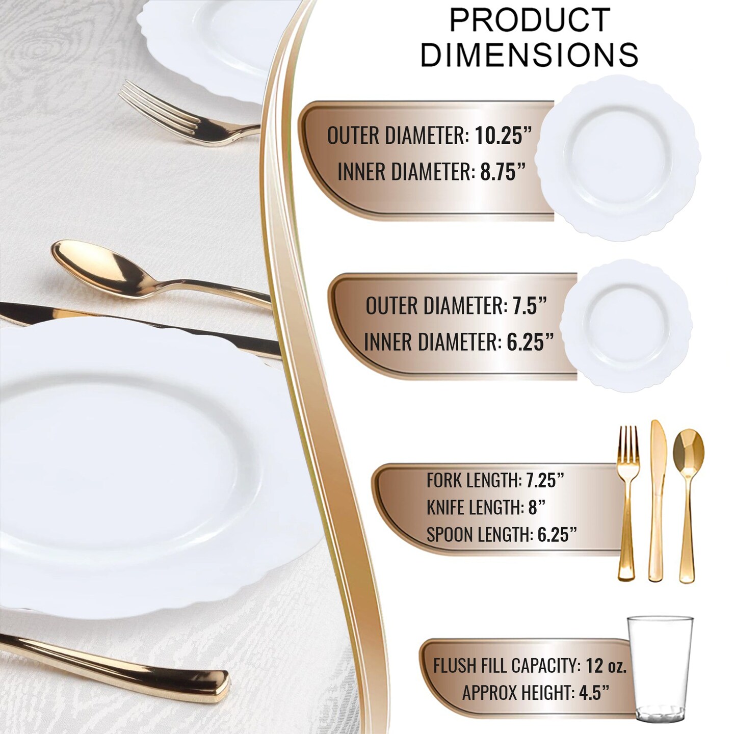 Solid White Round Blossom Disposable Plastic Wedding Value Set (120 Settings)