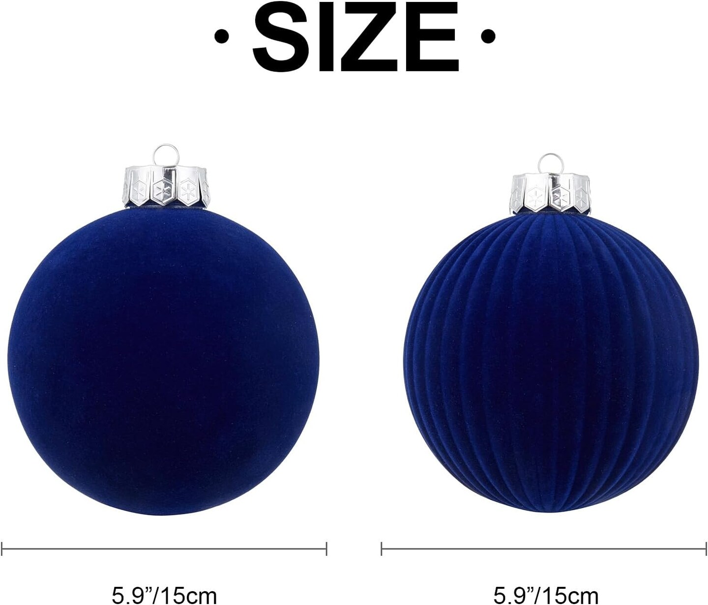 Velvet Christmas Balls Large Hanging Shatterproof Flocked Christmas Tree Ornaments for Xmas Tree Hanging, Holiday Wedding Party Decorations, Gifts and Home Decorations (Blue, 6&#x22; (2pcs))