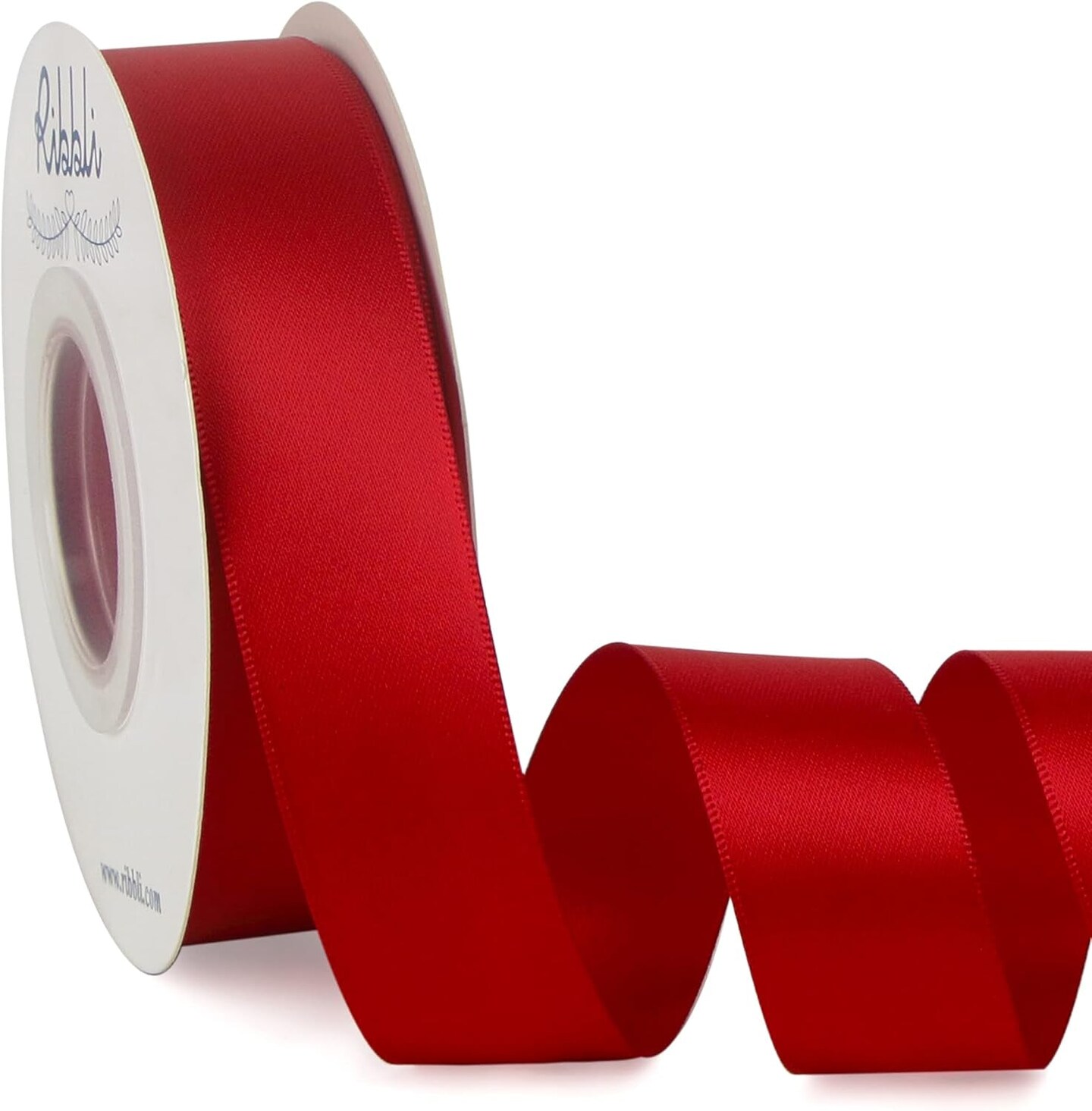 Double Faced Red Satin Ribbon,1&#x201D; X Continuous 25 Yards,Fabric Ribbon Use for Bows Bouquet,Christmas Gift Wrapping,Floral Arrangement