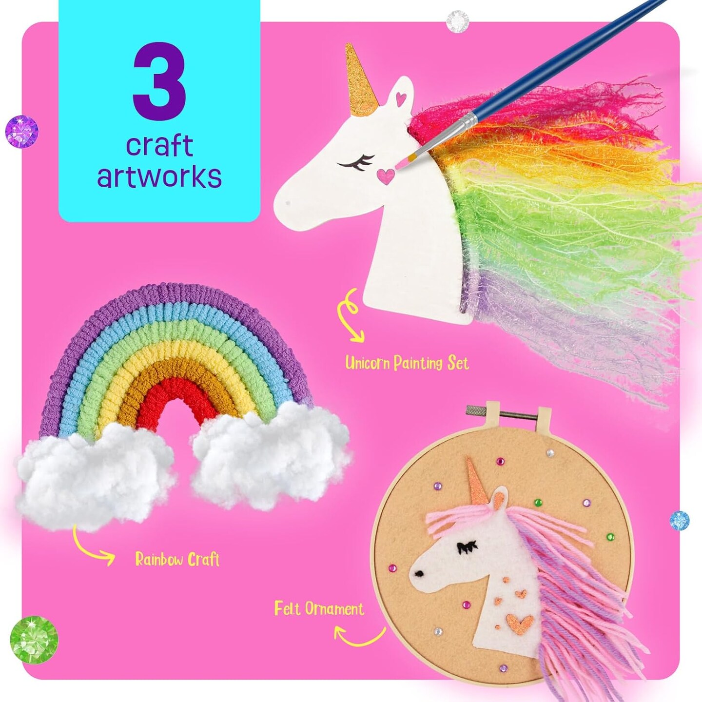 Unicorn Crafts for Kids - Sewing Kit Gift for Girls Ages 8-12 Year Old - Arts and Crafts Painting Kits Unicorns Toys, Art Kit for Kids Ages 8 9 10 11 12 Teenage Present Christmas Gifts