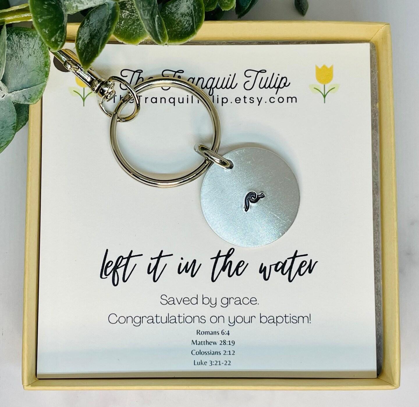 Baptism Gift - Baptism Keychain - Christian Jewelry - Wave