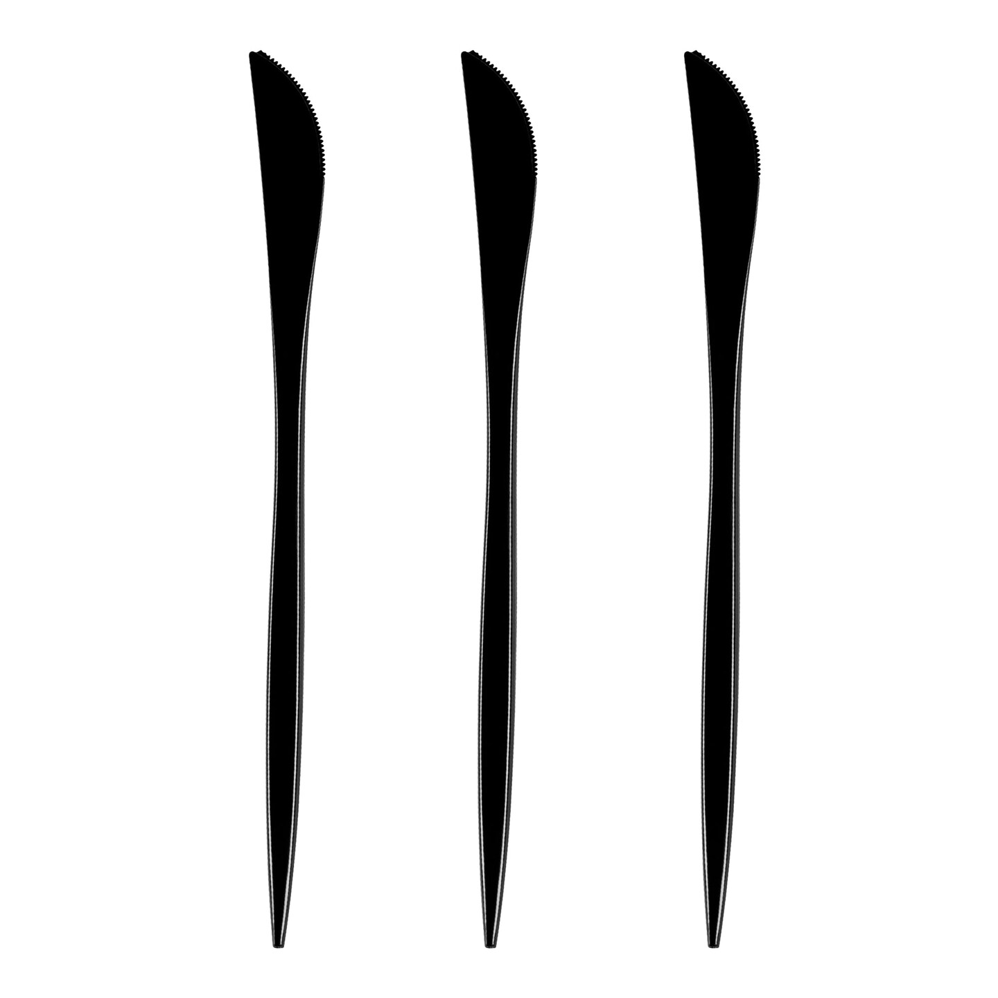 Solid Black Moderno Disposable Plastic Dinner Knives (480 Knives)