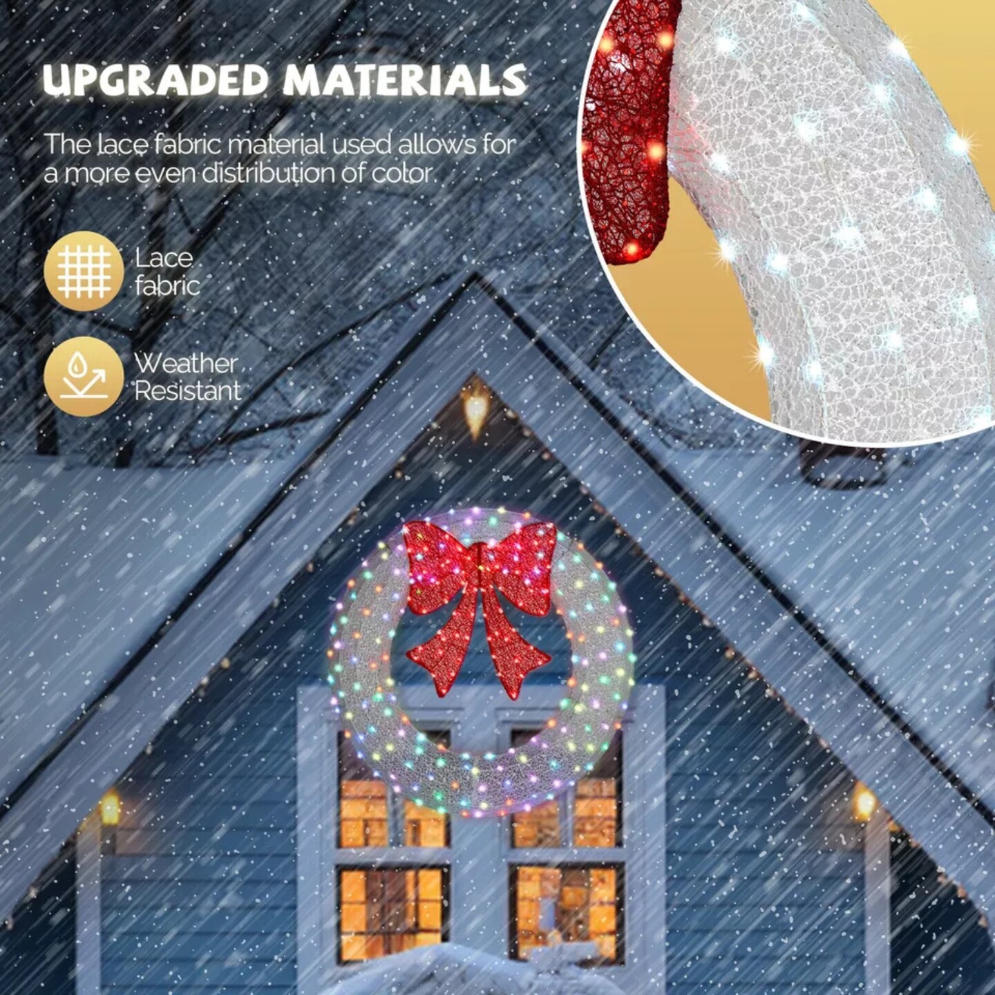 Kitcheniva Pre-Lit Outdoor Christmas Wreath With LED Lights 48&#x22;