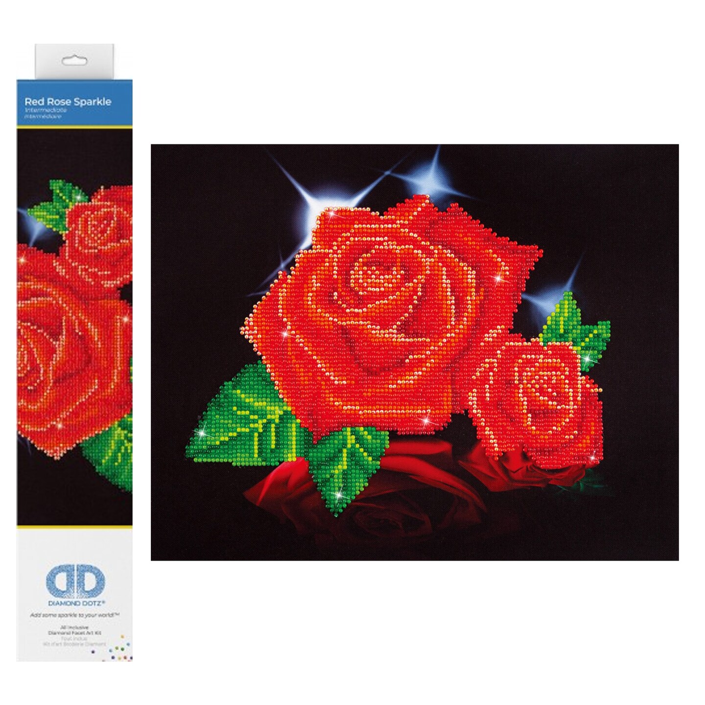 Diamond Dotz Kits -  Red Rose Sparkle, Partial Drill, Round Dotz, Diamond Painting Kits Flowers, Diamond Art Kit for Adults, Diamond Art Kits for Adults, Diamond Art Flowers,  11&#x22;x14&#x22;