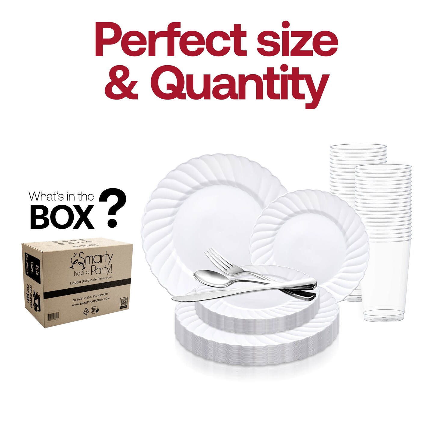 White Flair Plastic Wedding Value Set (144 Settings)