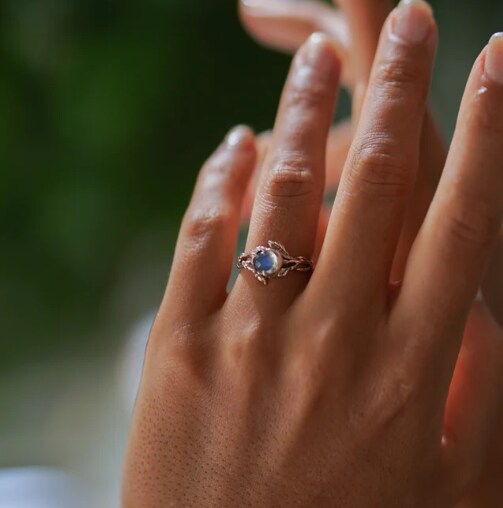 Moon Wedding Ring 14K Moonstone Engagement Ring | MakerPlace