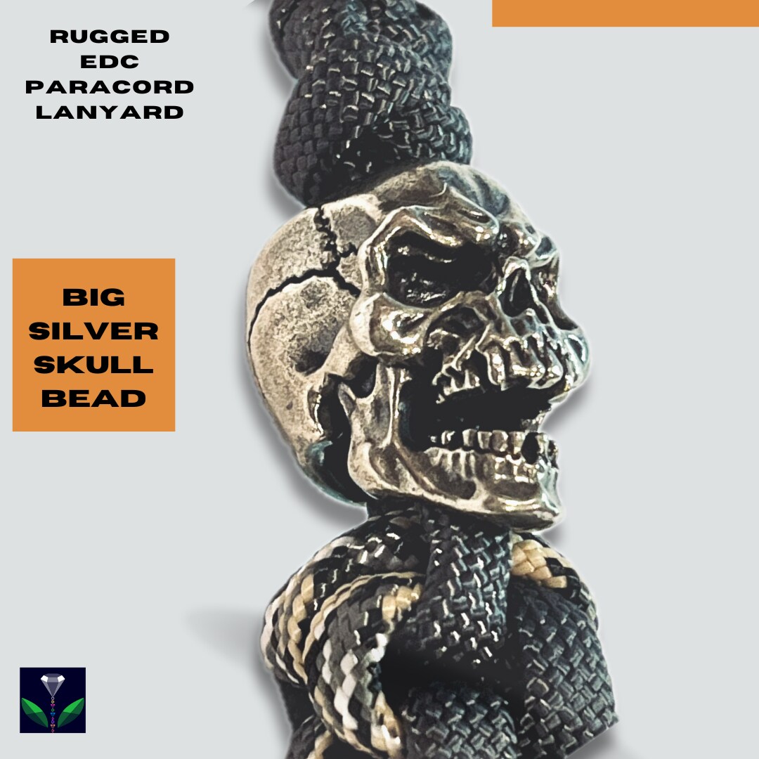 SKULL EDC 550 Paracord Lanyard For Knife, Accessories, Beaded Key
