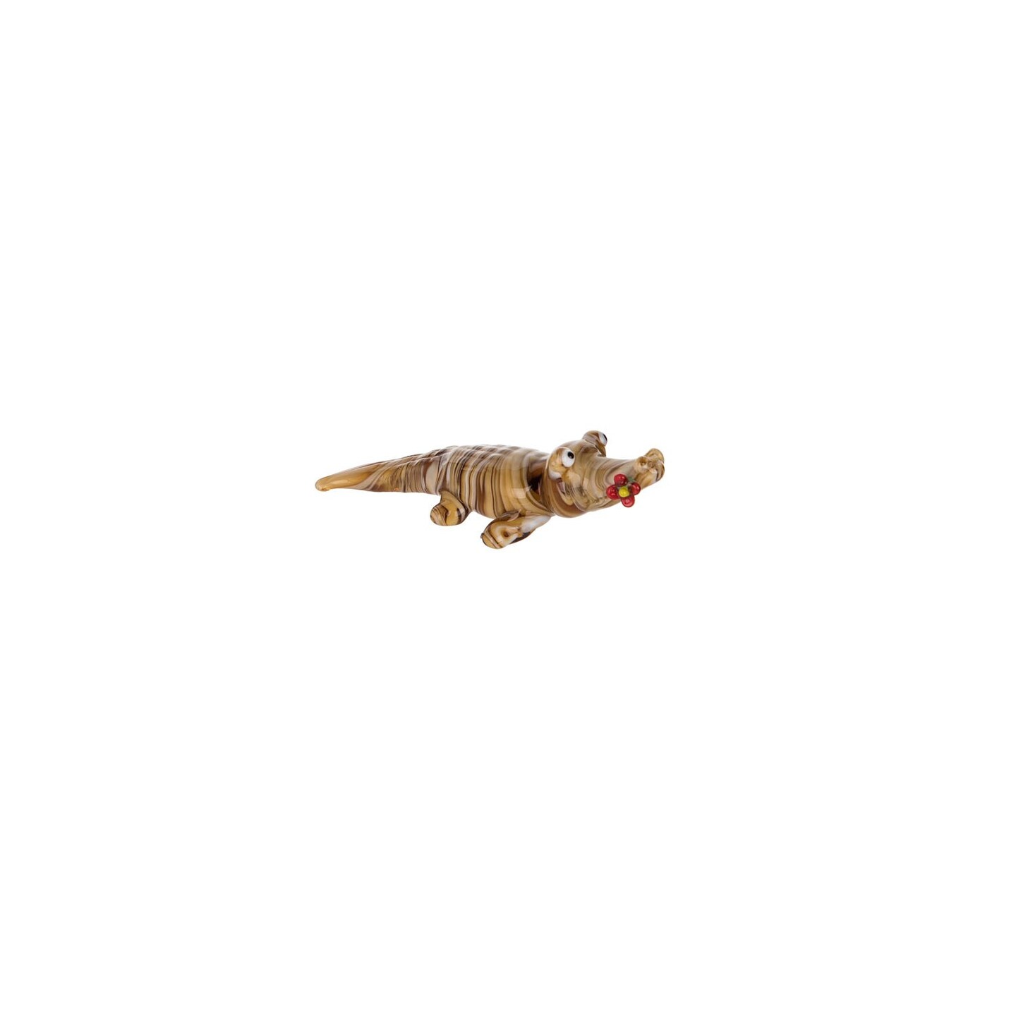 Holiday Gator Mini Glass Figure Figurine Christmas Mass Home Decor Beach Coastal Ocean Sea Life 3.42 X 1.14 X 1.06