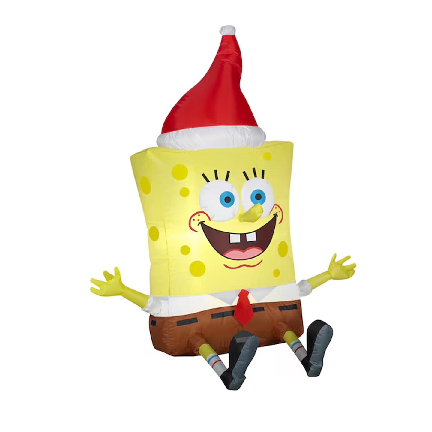 Nickelodeon 3.5 Ft LED SpongeBob Christmas Inflatable with Santa Hat