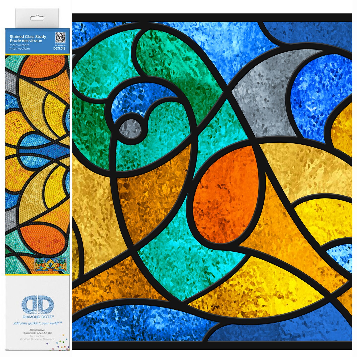Diamond Dotz Stained Glass Study Diamond Painting Kits for Adults - Diamond Art Kits a Relaxing Creative Craft Kit with Dotz Gems 9.5x22.8