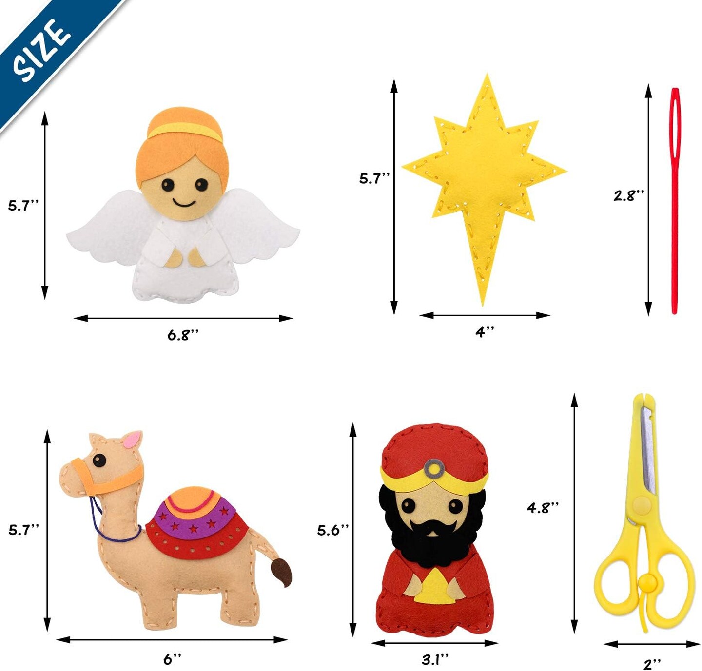 Nativity Scene Craft Kit Christmas Ornaments DIY Kids Craft and Sew Kits for Girls and Boys Educational Beginners Sewing Set