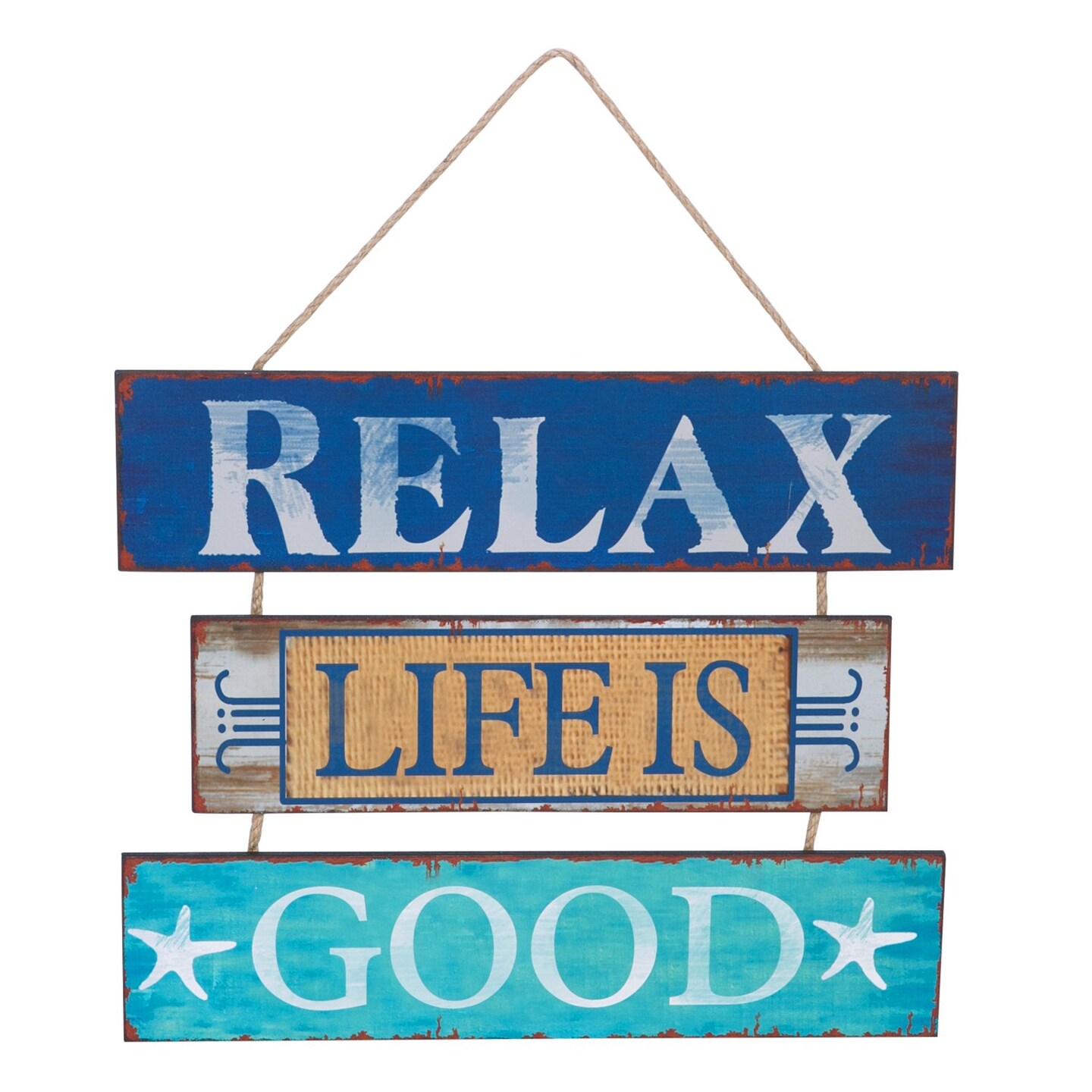 Relax Good 3 Slat Sign 16.5 x 0.5 x 14 Inches.