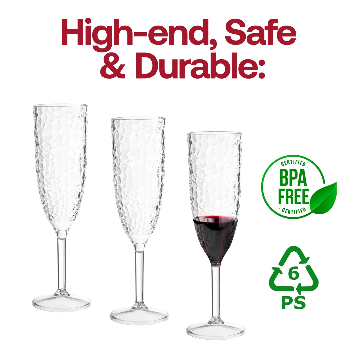 Crystal Disposable Plastic Champagne Flutes - 8 oz. (48 Glasses)