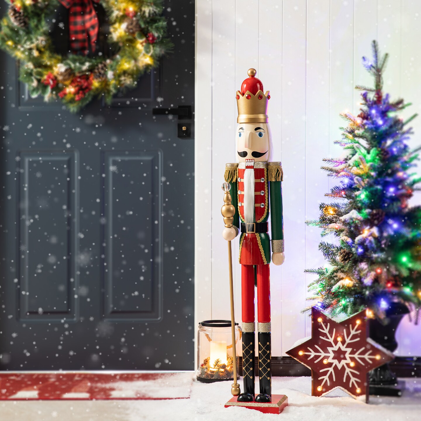 42&#x22;H Wooden Christmas King/Soldier Nutcracker Porch Decor