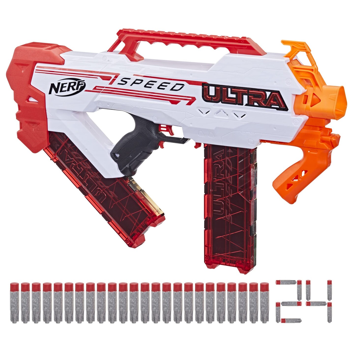 Hasbro NERF Ultra Speed Fully Motorized Blaster, Fastest Firing Blaster, 24 AccuStrike Darts,