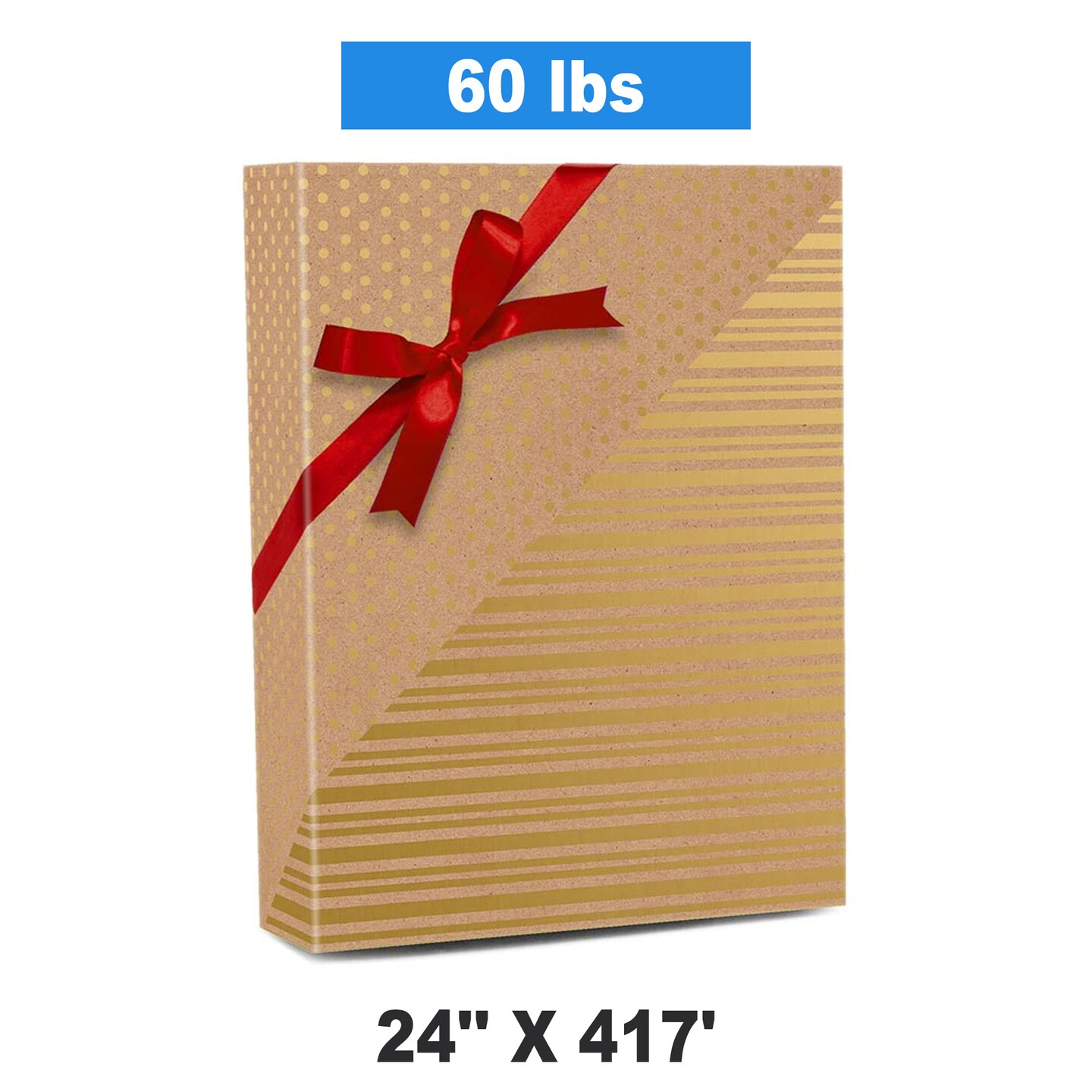 24&#x27;&#x27;x417&#x27; Gold Dot &#x26; Stripe Christmas Wrapping Papers for a Trendy &#x26; Budget Friendly Holiday