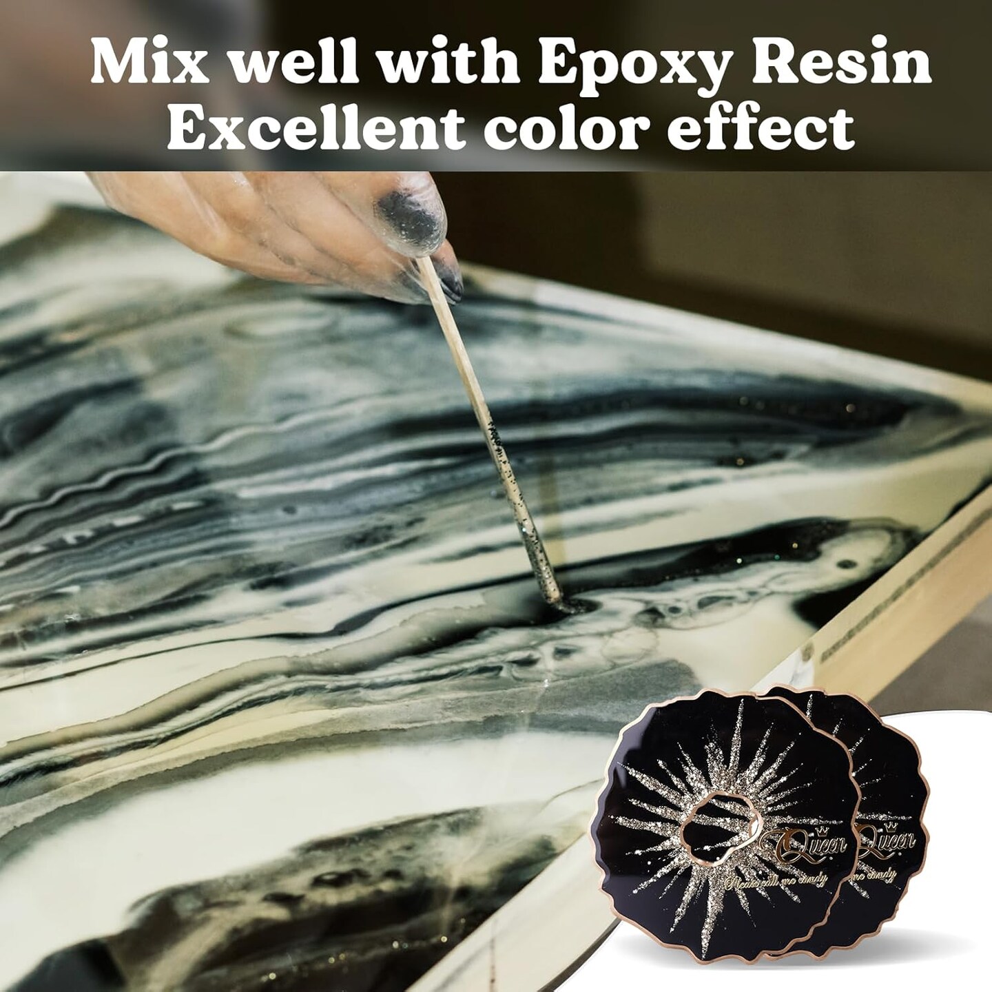 LET&#x27;S RESIN Black Epoxy Resin Pigment Paste,100ml High Concentrated Epoxy Resin Color Pigment for Resin Art, Opaque Resin Dye for Resin Painting, River Table, Resin Jewelry Making, Coaster