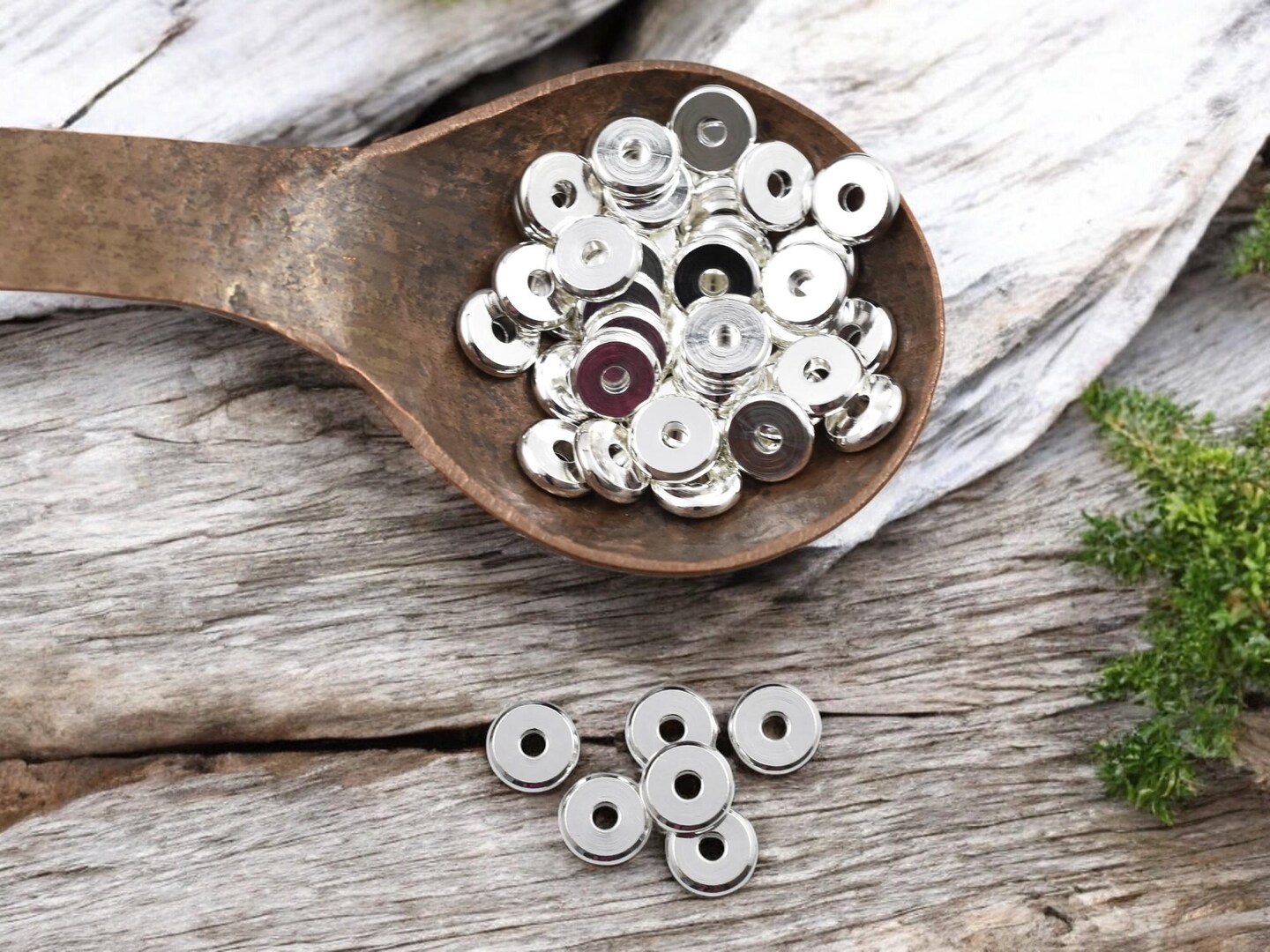 *50* 7mm Long Lasting Sterling Silver Plated Brass Heishi Disc Beads