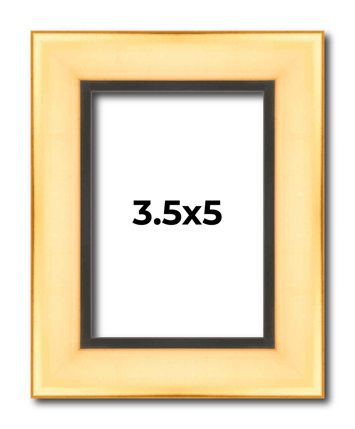 3.5x5 Simple Gold Picture Frame - UV Acrylic, Foam Board Backing, Hanging Hardware