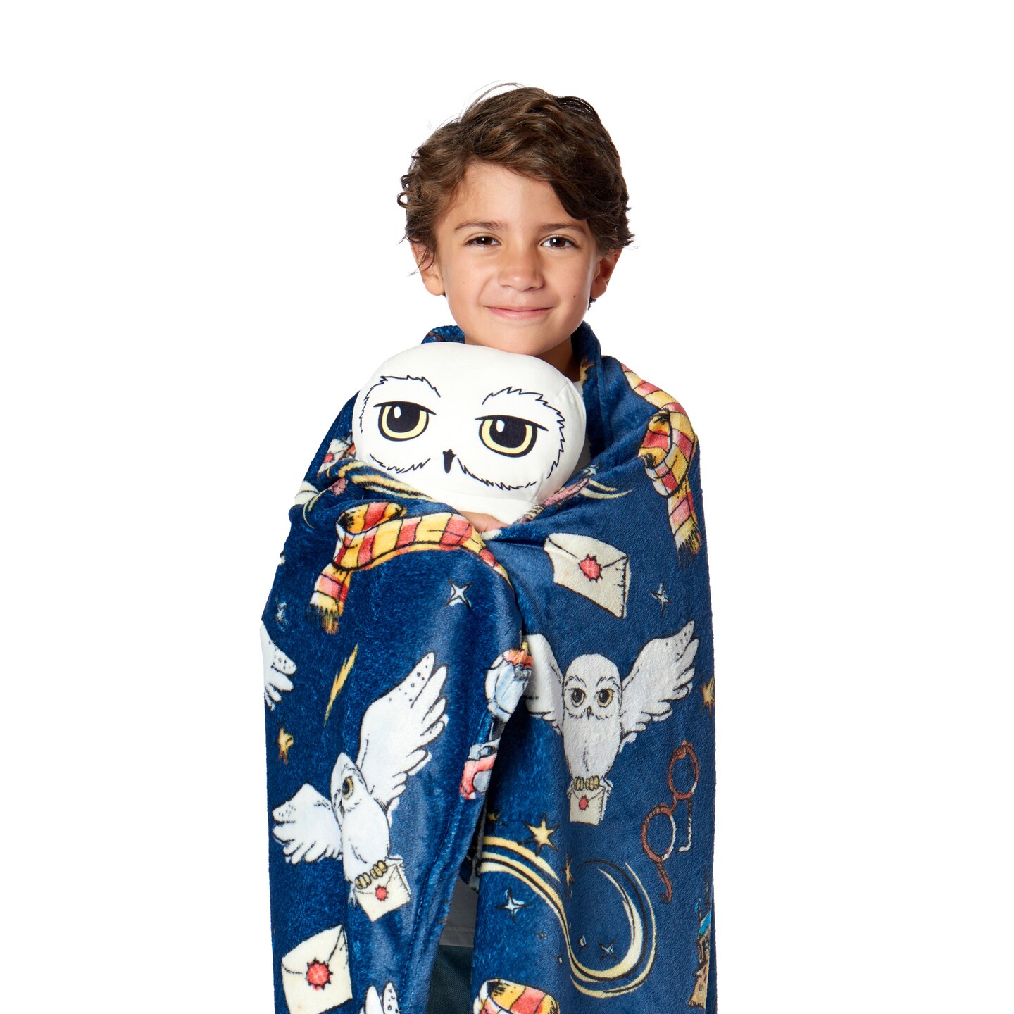 Warner Bros. Harry Potter Hedwig Silk Touch Throw Blanket 50X60 inches and Hugger Set, 11 inches