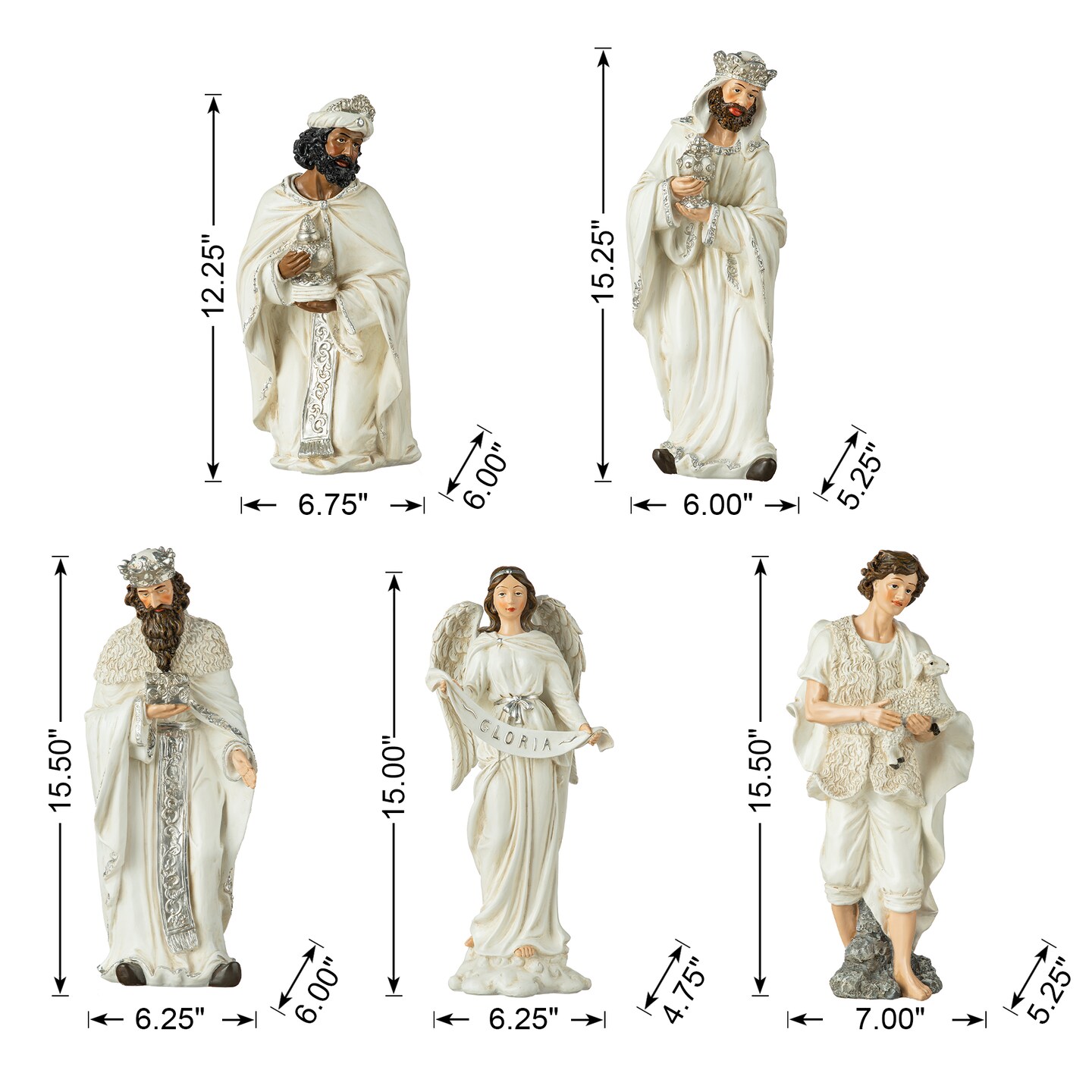 12pcs Oversized Ivory Resin Nativity Figurine Set